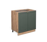 Vicco Mueble bajo de Cocina Fame-Line, Verde Dorado Casa de Campo, 80 cm con Estante, sin encimera, para Combinar con Otros módulos de la Serie Fame-Line