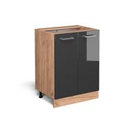 Vicco Mueble bajo de Cocina R-Line, Antracita Alto Brillo, 60 cm sin encimera, para combinación Libre Dentro de Sistemas de Cocina modulares