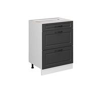 Vicco Mueble bajo de Cocina R-Line, Antracita casa de Campo/Blanco, 60 cm con cajones, sin encimera