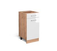 Vicco Mueble bajo de Cocina R-Line, Blanco Alto Brillo, 40 cm | 1 Cajón · Sin encimera · Patas regulables en altura · ✓ Fácil acceso · ✓ Libremente combinable