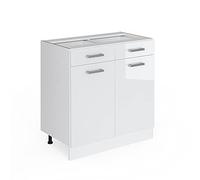 Vicco Mueble bajo de Cocina R-Line, Blanco Alto Brillo, 80 cm Sin encimera, para combinación Libre Dentro de Sistemas de Cocina modulares