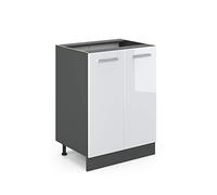 Vicco Mueble bajo de Cocina R-Line, Blanco Alto Brillo/Antracita, 60 cm sin encimera