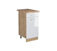 Vicco Mueble bajo de Cocina R-Line, Blanco Alto Brillo/Roble Dorado 40 cm
