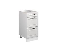 Vicco Mueble bajo de Cocina R-Line, Blanco casa de Campo/Blanco, 40 cm con cajones, sin encimera