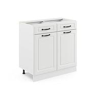 Vicco Mueble bajo de Cocina R-Line, Blanco casa de Campo/Blanco, 80 cm sin encimera