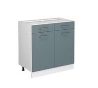 Vicco Mueble bajo de Cocina R-Line, Gris Azulado, 80 cm | 2 Cajones · Sin encimera · Patas regulables en altura · 2 Puertas · ✓ Fácil acceso