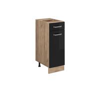 Vicco Mueble bajo de Cocina R-Line, Negro Brillo Intenso, 30 cm