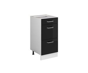 Vicco Mueble bajo de Cocina R-Line, Negro Brillo Intenso, 40 cm con cajones, sin encimera, para combinación Libre Dentro de Sistemas de Cocina modulares