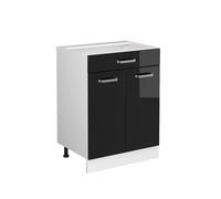 Vicco Mueble bajo de Cocina R-Line, Negro Brillo Intenso, 60 cm
