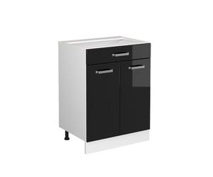 Vicco Mueble bajo de Cocina R-Line, Negro Brillo Intenso, 60 cm