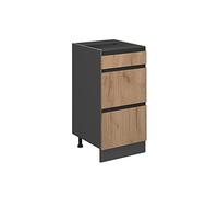 Vicco Mueble bajo de Cocina R-Line, Roble Dorado, 40 cm En Forma de J, con cajones, sin encimera, para combinación Libre Dentro de Sistemas de Cocina modulares