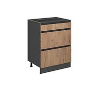 Vicco Mueble bajo de Cocina R-Line, Roble Dorado, 60 cm En Forma de J, con cajones, sin encimera, para combinación Libre Dentro de Sistemas de Cocina modulares