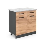 Vicco Mueble bajo de Cocina R-Line, Roble Dorado, 80 cm ET Mármol