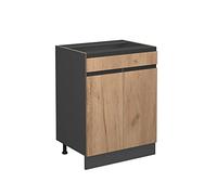 Vicco Mueble bajo de Cocina R-Line, Roble Dorado/Antracita, 60 cm En Forma de J, con cajón, sin encimera