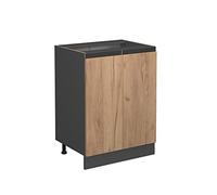 Vicco Mueble bajo de Cocina R-Line, Roble Dorado/Antracita, 60 cm En Forma de J, sin encimera