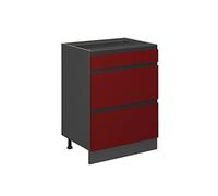 Vicco Mueble bajo de Cocina R-Line, Rojo, 60 cm En Forma de J, con cajones, sin encimera, para combinación Libre Dentro de Sistemas de Cocina modulares