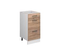 Vicco Mueble bajo de Cocina R-Line, Sonoma/Blanco, 40 cm con cajones, sin encimera