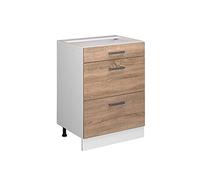 Vicco Mueble bajo de Cocina R-Line, Sonoma/Blanco, 60 cm con cajones, sin encimera