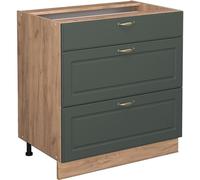 Vicco Mueble bajo de cocina sin encimera verde dorado casa de campo 80x82cm