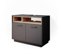 Vicco Mueble bajo Lavabo Beatrice, Antracita, 80 x 64 cm | con hueco para sifón y estantes abiertos