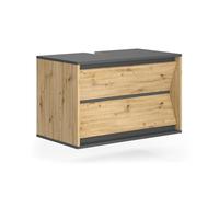 Vicco Mueble bajo Lavabo Edelin, Antracita/Artisan, 80 x 50 cm | con 2 cajones, para montaje en pared y apto para sifones estándar