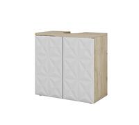 Vicco Mueble bajo Lavabo Edge, Blanco, 60 x 57 cm con 2 Puertas, para Almacenamiento en baño con Mecanismo Push-to-Open