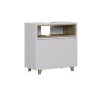Vicco Mueble bajo Lavabo Elnor, Blanco/Roble, 60 x 61 cm | con 2 puertas, para guardar textiles de baño y combinable con Elnor
