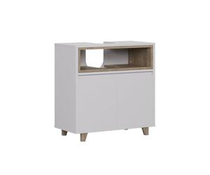 Vicco Mueble bajo Lavabo Elnor, Blanco/Roble, 60 x 61 cm | con 2 puertas, para guardar textiles de baño y combinable con Elnor
