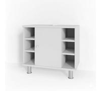 Vicco Mueble bajo Lavabo Fynn, Blanco, 60 x 54 cm, con Recorte para sifón y estantes Abiertos