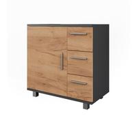 Vicco Mueble bajo Lavabo Ilias, Antracita/Roble Dorado, 60.2 x 60.8 cm con Puerta y 3 cajones