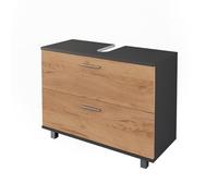 Vicco Mueble bajo Lavabo Ilias, Antracita/Roble Dorado, 80.2 x 60.8 cm con 2 cajones
