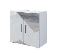 Vicco Mueble bajo Lavabo Irma, Blanco Alto Brillo con Inserciones, 60 x 59 cm, con Recorte para sifón y Estante Interior para Almacenamiento