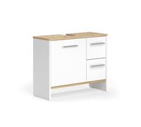 Vicco Mueble bajo Lavabo Karli, Roble Blanco/Dorado, 70.2 x 57 cm con 2 cajones y 1 Puerta