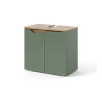 Vicco Mueble bajo Lavabo Marelle, Verde/Artesano, 60 x 57.5 cm con 2 Puertas, con Recorte para sifón para instalación Debajo del Lavabo