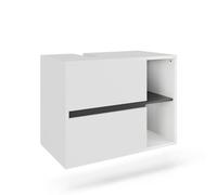 Vicco Mueble bajo Lavabo Viola, Blanco/Gris, 80 x 60 cm | con 2 cajones, con recorte para sifón para montaje mural