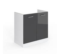 Vicco Mueble bajo para el Fregadero R-Line, Antracita Alto Brillo, 80 cm con Puertas, sin encimera, Apto para Montaje Debajo de encimeras en módulos de Cocina