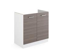 Vicco Mueble bajo para el Fregadero R-Line, Gris, 80 cm con Puertas, sin encimera, Apto para Montaje Debajo de encimeras en módulos de Cocina