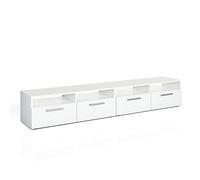 Vicco Mueble bajo para TV Diego, Blanco Alto Brillo, 190 x 38 cm