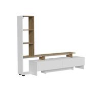 Vicco Mueble bajo para TV Tavora, Blanco/Roble, 168.2 x 120 cm con 2 cajones