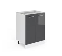 Vicco Mueble bajo Universal R-Line, Antracita Alto Brillo/Blanco, 60 cm con Puertas, sin encimera