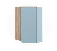 Vicco Mueble de baño Karen, Sonoma/Azul, 42.4 x 75 cm con Puerta y Compartimentos Abiertos, para Montaje en Pared y combinable con Otros módulos Karen