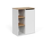Vicco Mueble de baño Viktor, Blanco/Artesano, 68 x 88.2 cm | con estantes abiertos y cesto para la ropa, con cesta de ropa integrada para un almacenamiento discreto