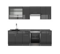 Vicco Mueble de Cocina Fame-Line, Antracita Alto Brillo, 240 cm sin encimera
