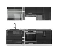 Vicco Mueble de Cocina Fame-Line, Antracita Brillo Intenso/Blanco, 235 cm sin encimera, Apto para ampliación Flexible con módulos adicionales