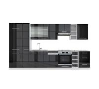 Vicco Mueble de Cocina Fame-Line, Antracita Brillo Intenso/Blanco, 355 cm, ET Mármol, Apto para ampliación Individual con módulos adicionales