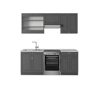 Vicco Mueble de Cocina Fame-Line, Antracita-Oro Landhaus, 200 cm, ET Mármol