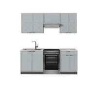 Vicco Mueble de Cocina Fame-Line, Azul Claro/Gris Antracita, 200 cm, ET Mármol, Apto para colocación Variable de módulos y ampliación