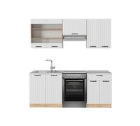 Vicco Mueble de Cocina Fame-Line, Blanco casa de Campo, 200 cm, ET Mármol