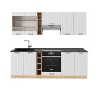 Vicco Mueble de Cocina Fame-Line, Blanco casa de Campo, 235 cm sin encimera