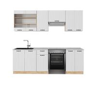 Vicco Mueble de Cocina Fame-Line, Blanco casa de Campo, 240 cm sin encimera